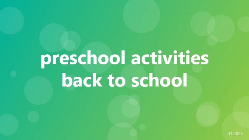 preschool activities back to school