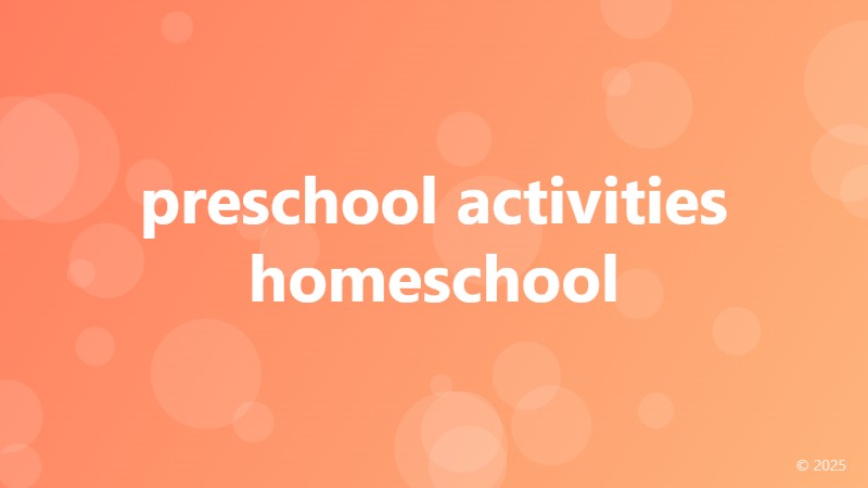 preschool activities homeschool