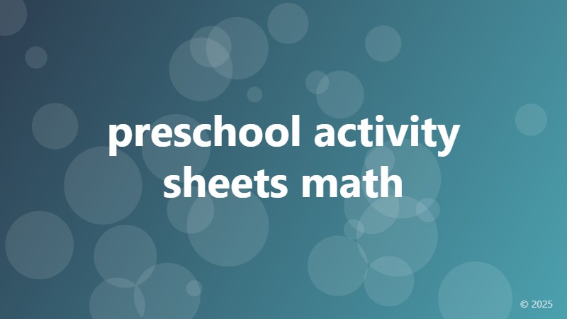 preschool activity sheets math