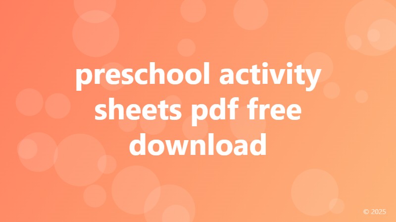 preschool activity sheets pdf free download