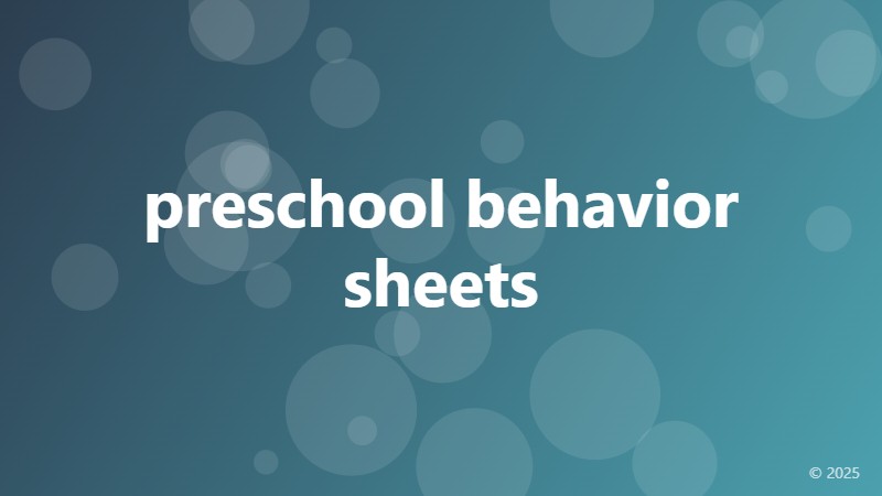 preschool behavior sheets