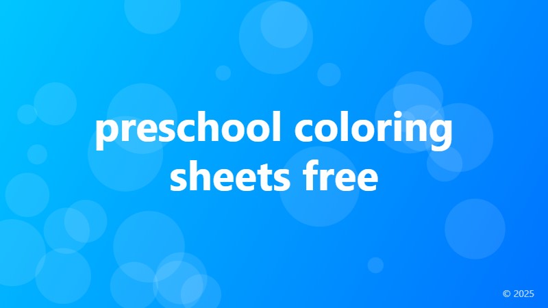 preschool coloring sheets free