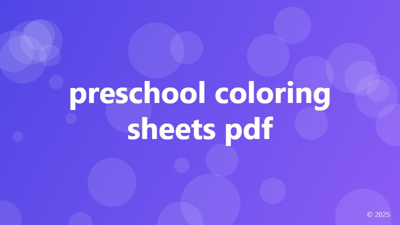 preschool coloring sheets pdf