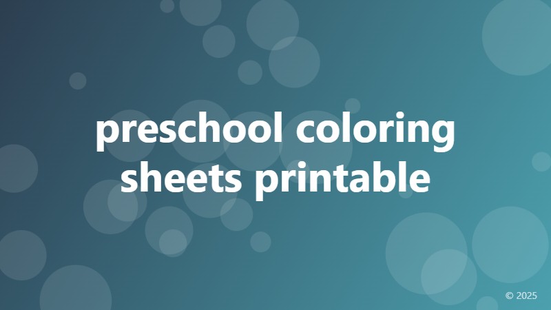 preschool coloring sheets printable