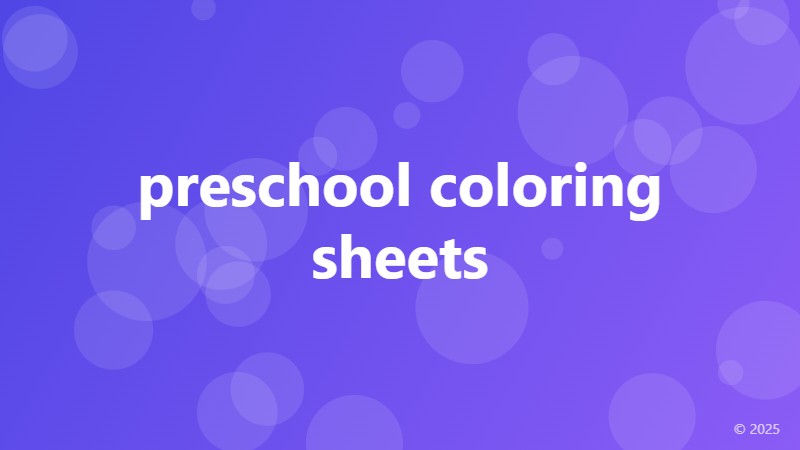 preschool coloring sheets
