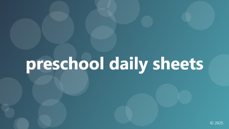 preschool daily sheets