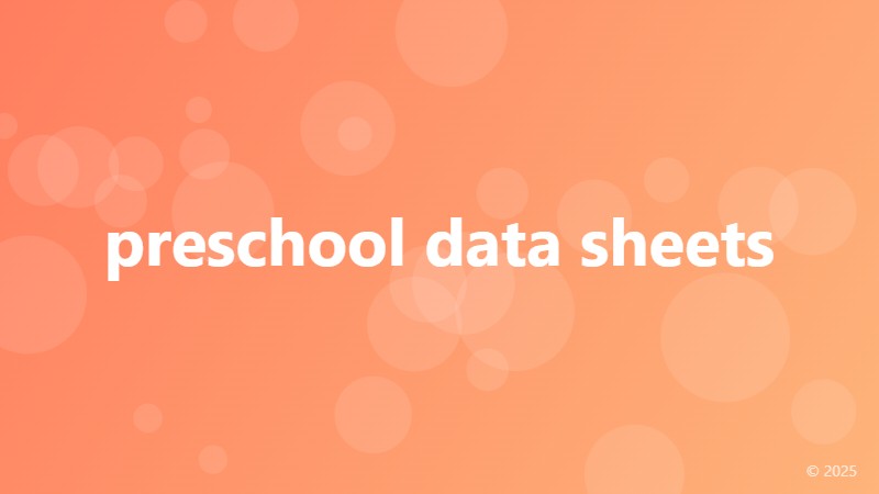 preschool data sheets