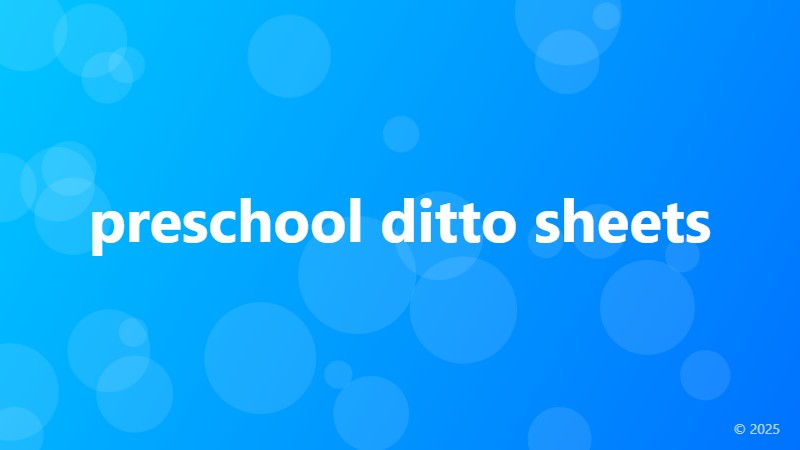 preschool ditto sheets