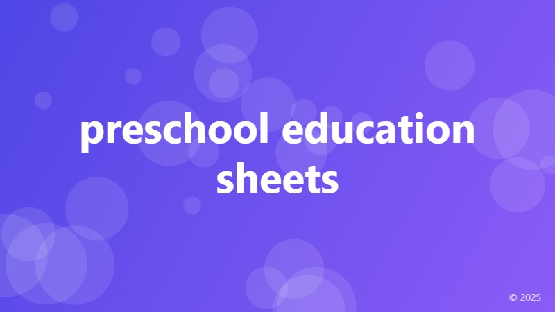 preschool education sheets