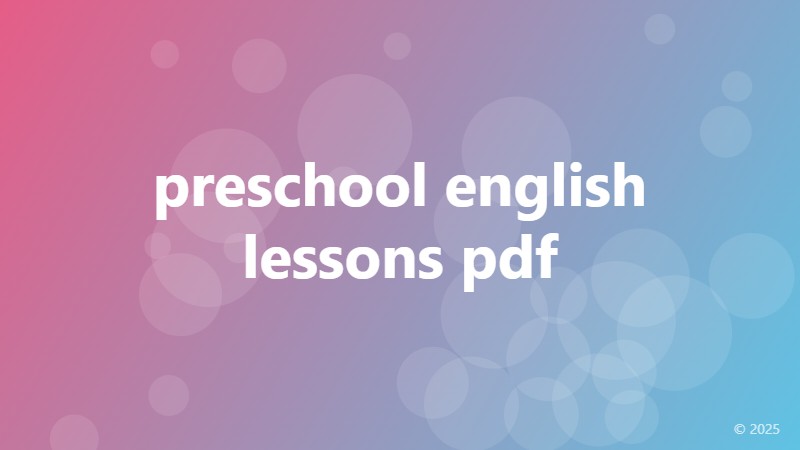 preschool english lessons pdf