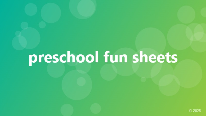preschool fun sheets