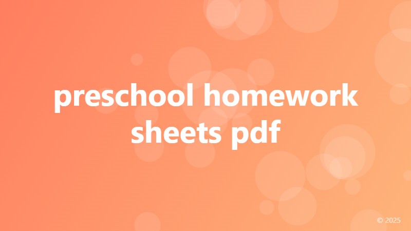 preschool homework sheets pdf