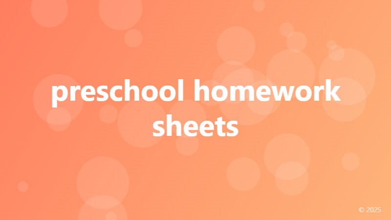 preschool homework sheets