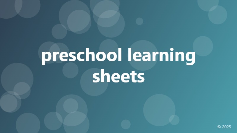 preschool learning sheets