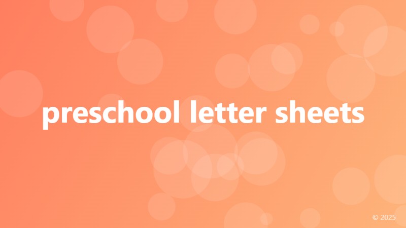 preschool letter sheets