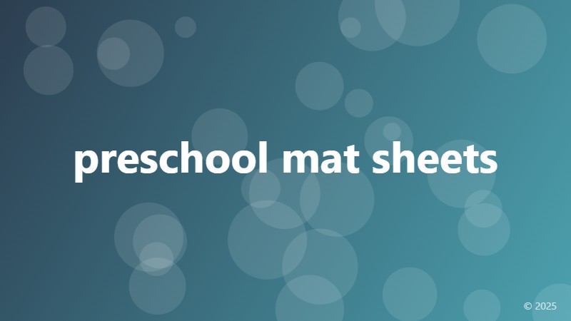 preschool mat sheets