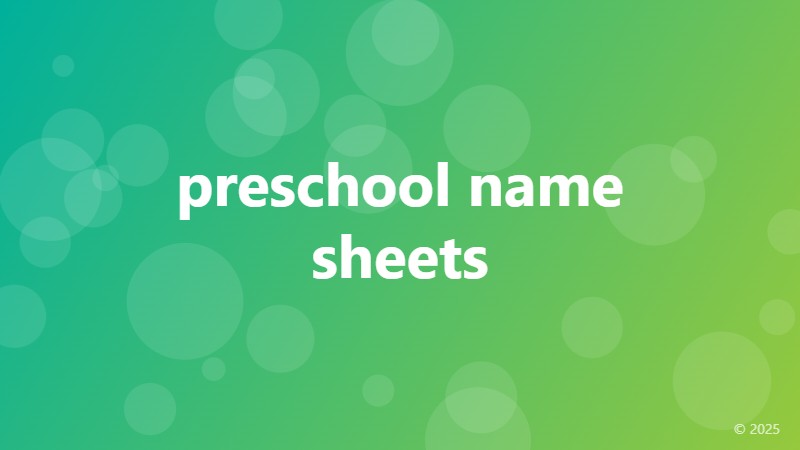 preschool name sheets
