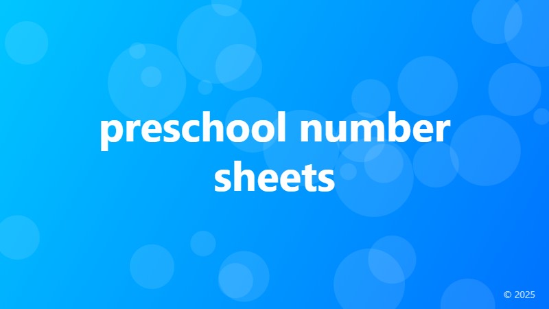 preschool number sheets