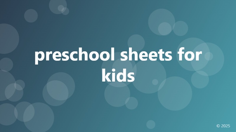 preschool sheets for kids