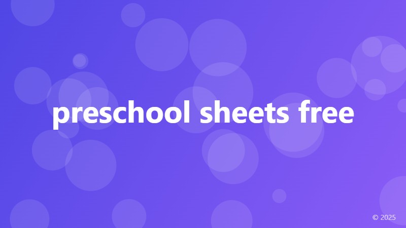 preschool sheets free