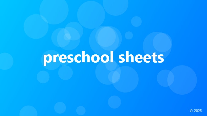preschool sheets