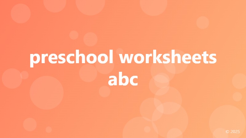 preschool worksheets abc