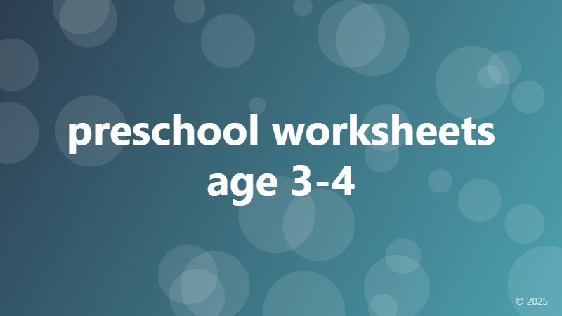 preschool worksheets age 3-4