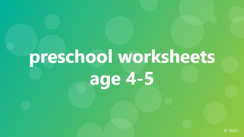preschool worksheets age 4-5