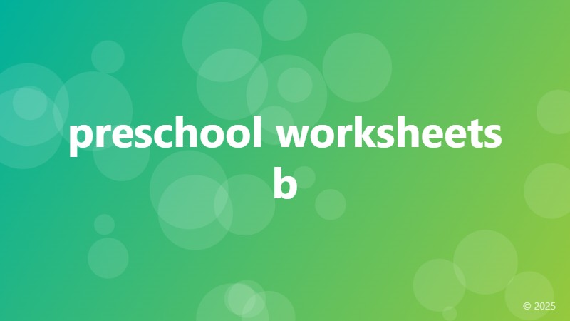 preschool worksheets b