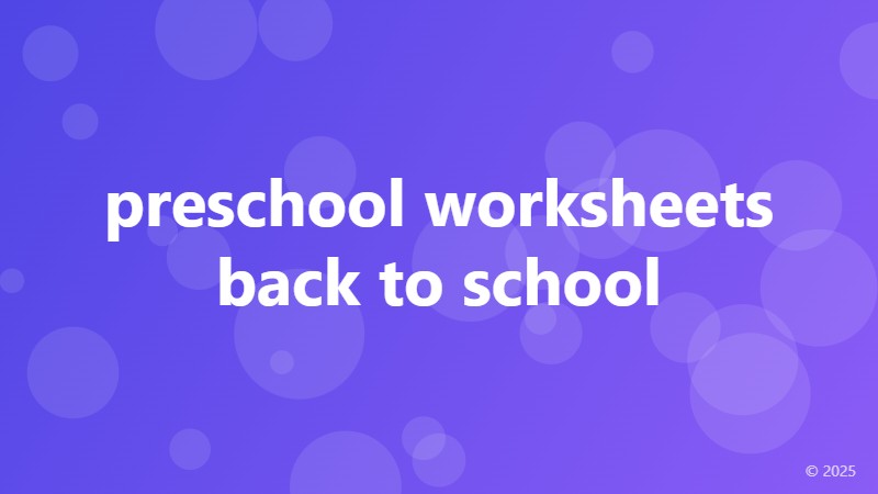 preschool worksheets back to school