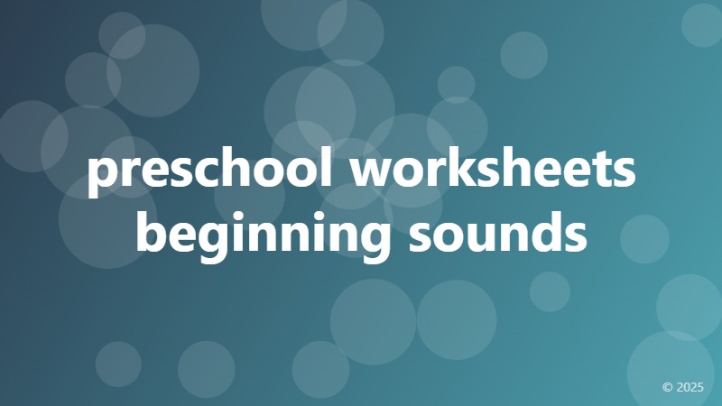 preschool worksheets beginning sounds