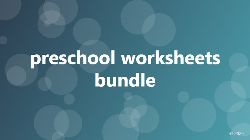 preschool worksheets bundle