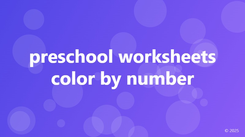 preschool worksheets color by number