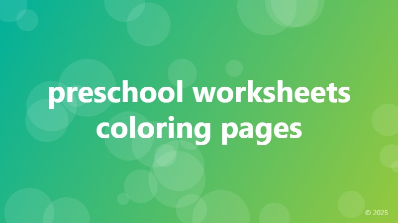 preschool worksheets coloring pages