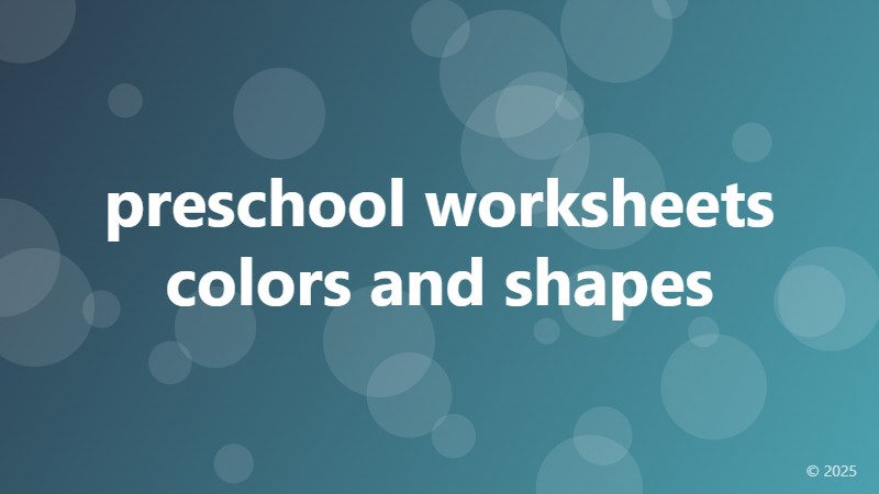 preschool worksheets colors and shapes