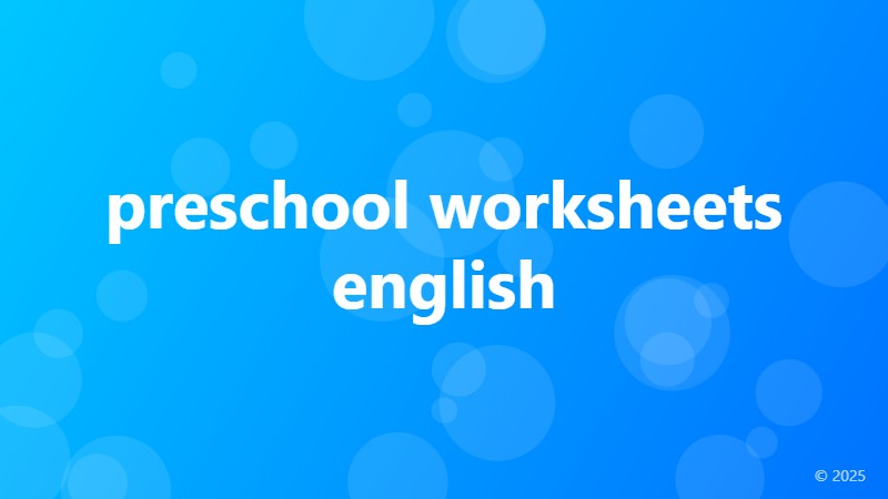 preschool worksheets english