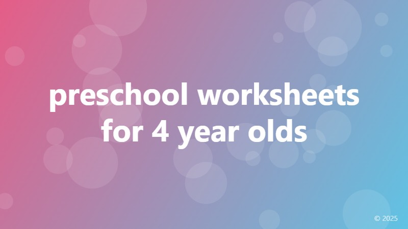 preschool worksheets for 4 year olds
