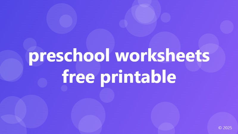 preschool worksheets free printable