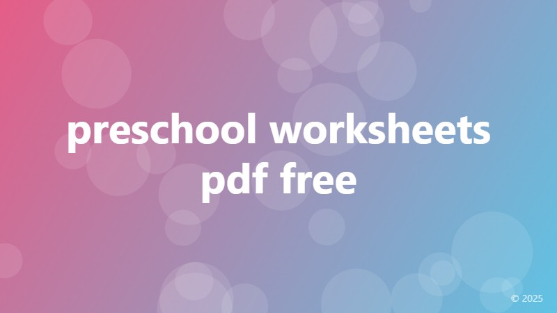 preschool worksheets pdf free
