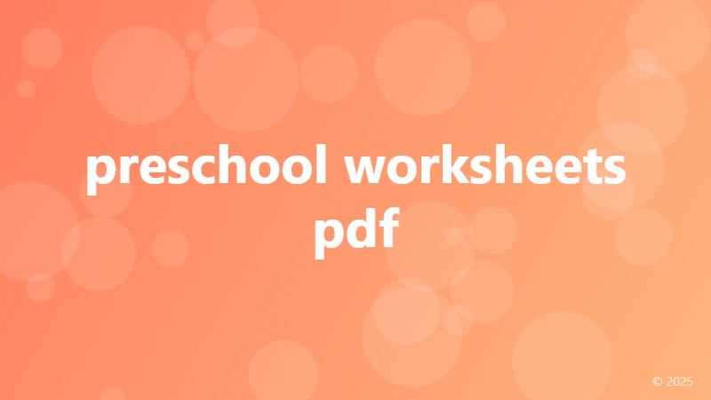 preschool worksheets pdf